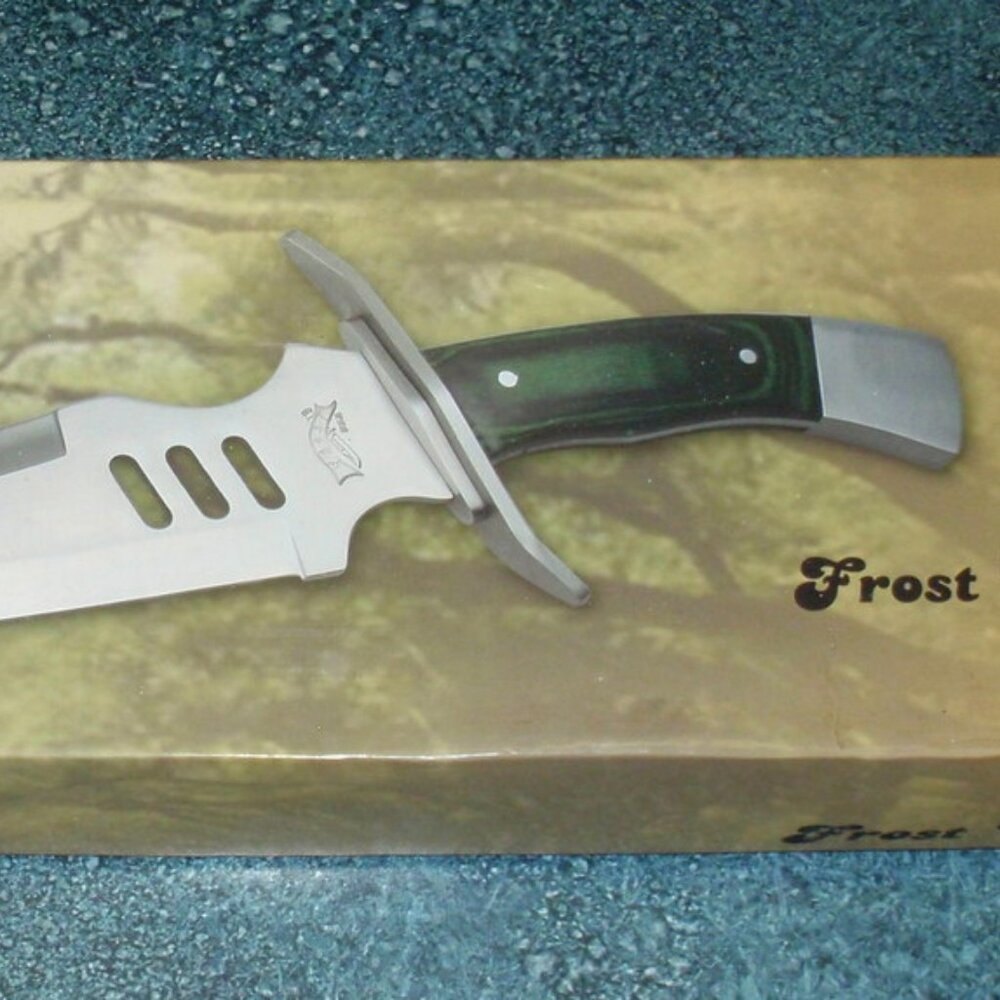 Frost Cutlery Bowie Knife Carolina Mantis Sawback Pakawood Handle 16 Inch Length